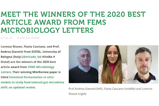 Premio della rivista FEMS Microbiology Letters per il migliore articolo del 2020