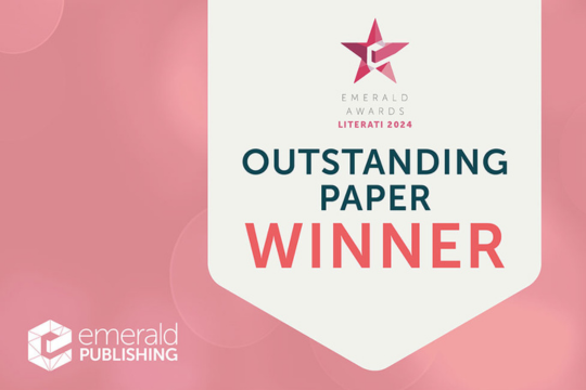 Sergio Rivaroli premiato come Outstanding Paper del 2024 Emerald Literati Awards for Excellence dell'International Journal of Wine Business Research