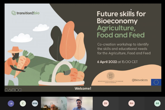 Transition2BIO Co-creation workshop ‘Future skills for Bioeconomy’ - Agriculture, Food and Feed
